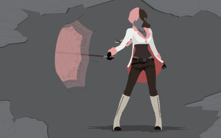 Woman umbrella rock wall pink - an umbrella in front free wallpaper