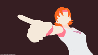 Woman red hair pointing black - a black background behind her free wallpaper for desktop