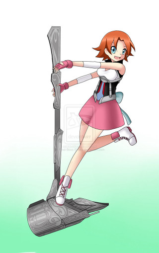 Cartoon girl pink dress leaning - kinetic free wallpaper for mobile