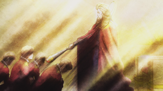 Woman sword group red robes - yellow hair free wallpaper