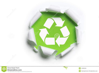Green recycling symbol hole paper - inside free wallpaper