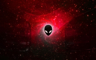 Alien head red light black - the center free wallpaper