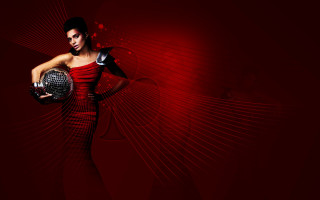 Woman red dress disco ball - a red dress holding free wallpaper for desktop