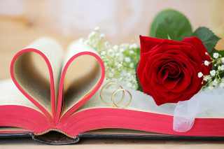 Romantic book heart rose ribbon - bracha l. ettinger free wallpaper