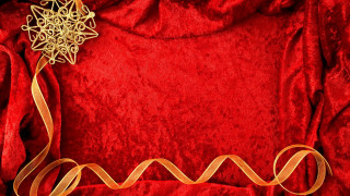 Red velvet background gold ribbon - exquisite detail free wallpaper