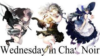 Three anime characters posing wednesday - below them free wallpaper