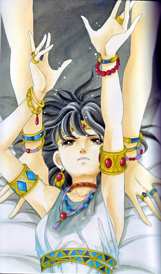 Woman hands up air drawing - egyptian art free wallpaper