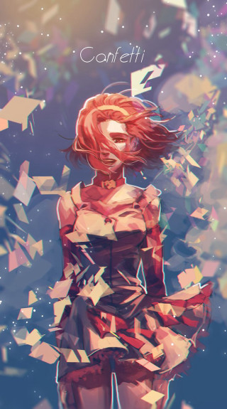 Girl red hair dress stars - free cyberpunk wallpaper for mobile
