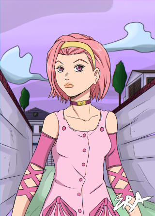 Pink girl cartoon anime graffiti - her shoulder free wallpaper for mobile