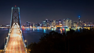 Night city bridge water lights - american romanticism free wallpaper for desktop