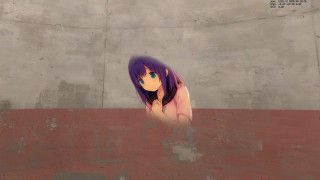 Purple haired girl graffiti school - a red floor free wallpaper