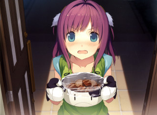 Girl purple hair bowl food - a bowl of food free wallpaper