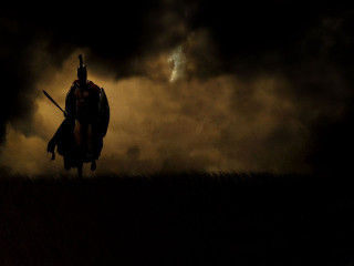 Man sword walking field night - a dark sky behind free wallpaper