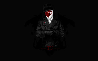 Black suit red mask bloody - a red mask free wallpaper