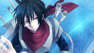Man black hair red scarf - black hair free wallpaper