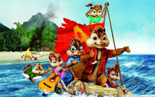 Chipmunks boat ocean flag guitar - free aesthetic wallpaper for desktop