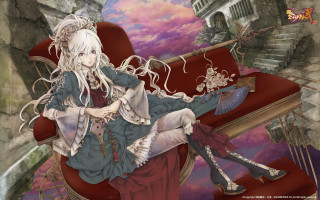 Woman red couch bird castle - a red couch free wallpaper