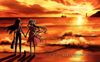 Anime characters beach sunset ship - anime free wallpaper for desktop