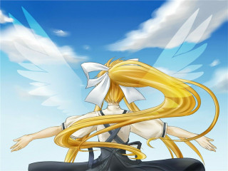 Anime girl blonde hair white 3 - above her free wallpaper