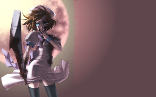 Woman holding knife full moon - a knife in front free wallpaper for desktop