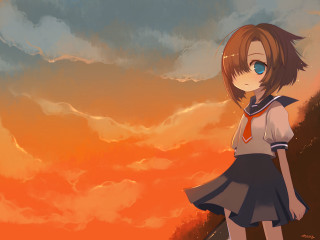 Girl dress hill sunset background - a hill free wallpaper