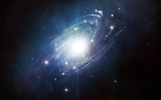 Large spiral galaxy stars bright - the center of the image free wallpaper for desktop