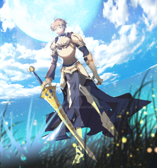 Woman blue dress sword full - a full moon free wallpaper for tablet