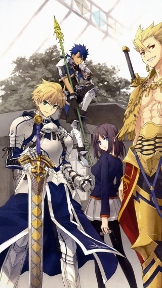 Anime characters group building sky 5 - a sky background and trees free wallpaper for mobile