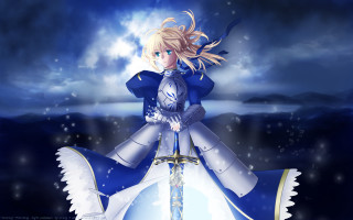 Anime character sword sky background 2 - a sky background behind her free wallpaper