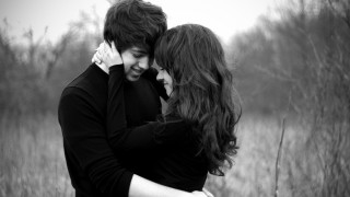 Man woman hugging field tall 3 - photo of them free wallpaper
