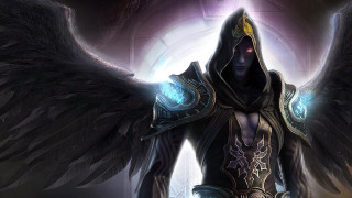 Woman wings hood sword fantasy - epic fantasy character art free wallpaper for desktop