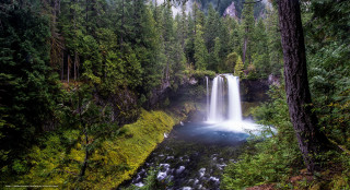 Waterfall forest blue pool stream - a blue pool of water free wallpaper