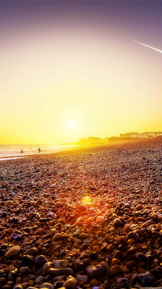 Beach sunset person kite rocks - sunset time free wallpaper for mobile