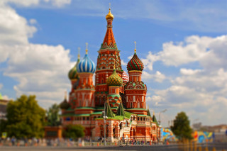 Large domed building tiltshift constructivism - side and a sky background free wallpaper for desktop