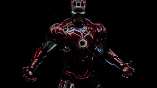 Stylized iron man dark glowing - his hands out free wallpaper