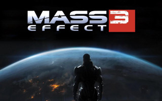 Man standing front planet mass - mass effect free wallpaper