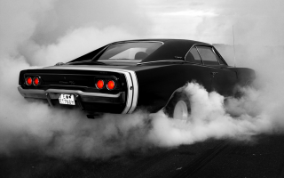Black white car smoke exhaust 5 - photo of a car free wallpaper