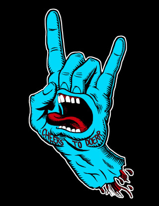 Peace sign tongue blood dripping - free neon wallpaper for mobile