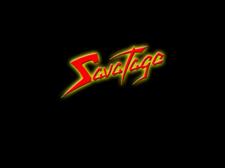 Black background red yellow logo 3 - synthwave free wallpaper