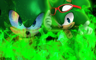 Green red sonic fire energy - sonic free wallpaper for desktop