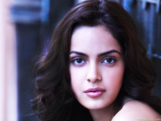 Woman longhair blueeyes brickwall photorealistic - a wall behind her free wallpaper