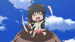 Woman tongue out sky background - her tongue free wallpaper