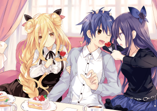 Anime girls table cake cat - the table free wallpaper