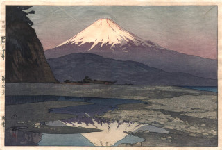 Mountain lake boat water painting - the water below free wallpaper