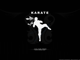 Black white karate poster kicking - simple free wallpaper for desktop