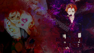 Anime couple red hair black - black clothes free wallpaper for desktop