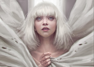 Woman white hair white dress - charlie bowater free wallpaper