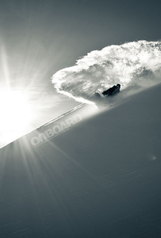 Snowboarder slope sunny cloud ride - cinematic photography free wallpaper for mobile