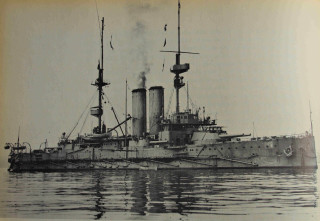 Battleship floating water boat smoke 2 - top of a body free wallpaper