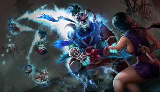 Woman purple dress playing game 2 - splash art free wallpaper for desktop